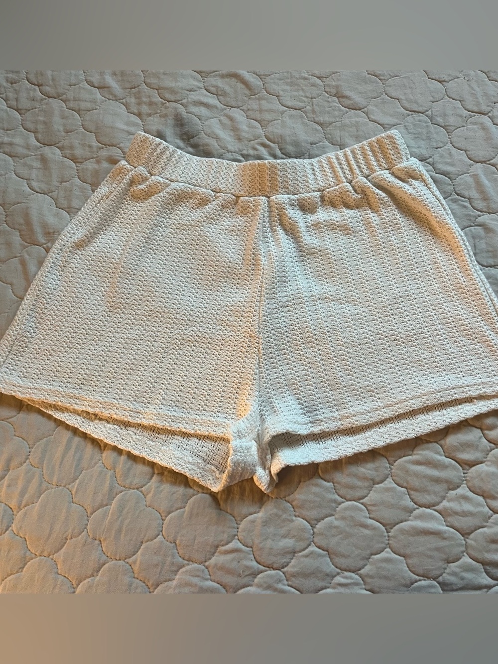 Princess Polly Cream Off White Textured Knit Crochet Pull on Lounge Shorts
